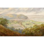 Frank Morris (20th Century) British. An Aerial View of Minehead, Oil on Canvas, Signed twice and