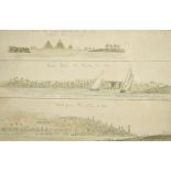 19th Century English School. "First View of the Pyramids from The Nile" (1828), and two other views,