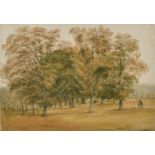Attributed to Joseph Powell (1780-1834) British. Figures in Hyde Park, Watercolour, 9.75" x 14" (