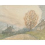 George Clausen (1852-1944) British. "The Country Lane", Watercolour, Signed, and Inscribed on labels