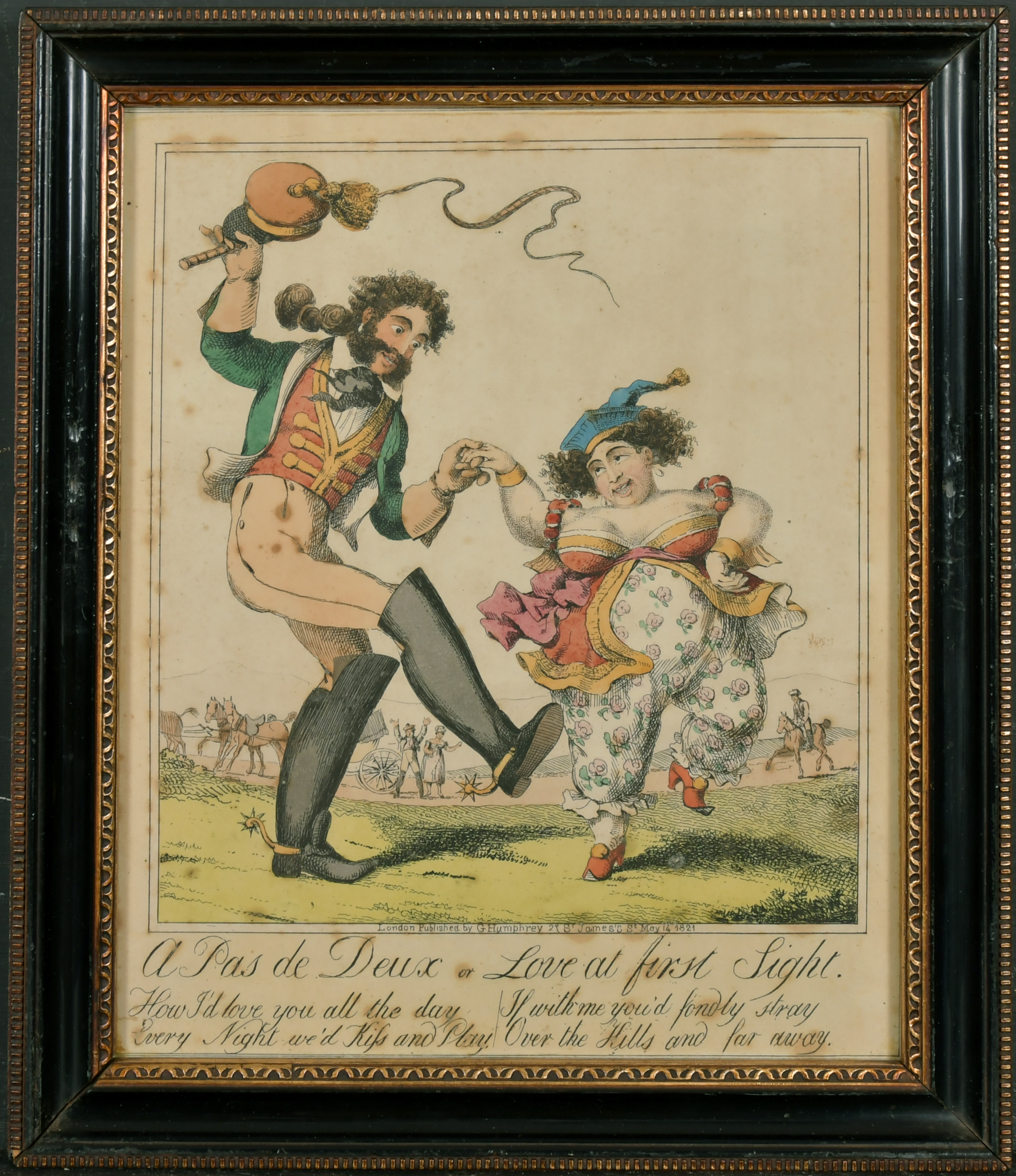 Attributed to Theodore Lane (1800-1828) British. "A Pas de Deux or Love at First Sight", Hand - Image 3 of 6