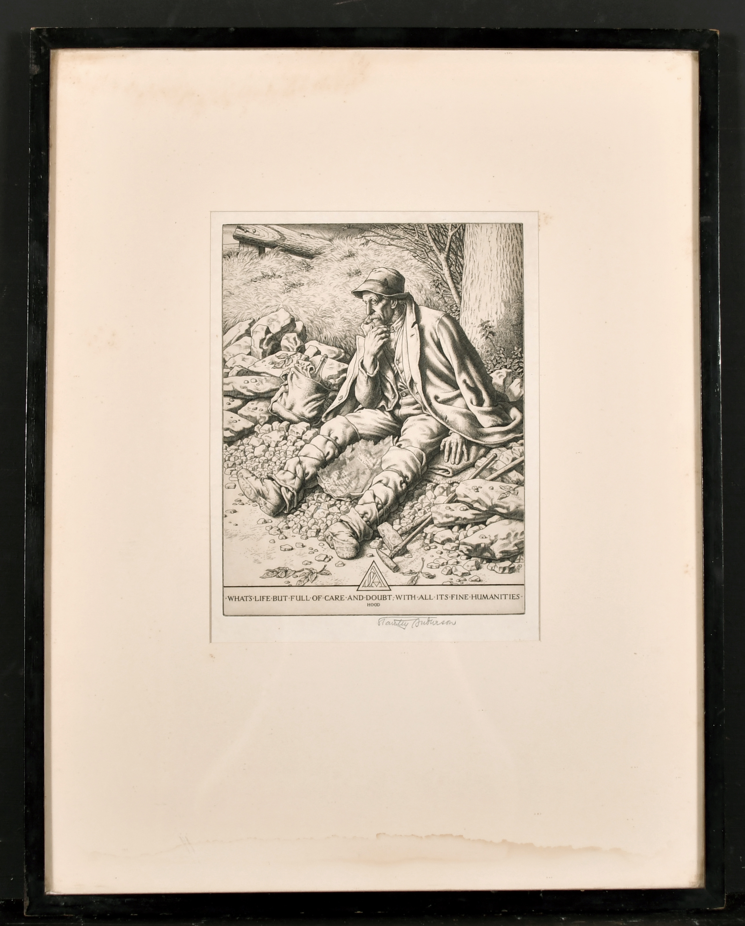 Stanley Anderson (1884-1966) British. "The Stone Breaker", Etching, Signed in Pencil, 6.5" x 5.5" - Image 2 of 4