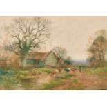 Henry Charles Fox (1855-1929) British. "An Old Farm, Bramber, Sussex", Watercolour, Signed and