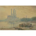 Mary Charlotte Greene (1860-1951) British. 'Battersea Power Station', Watercolour, Signed with