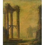 18th Century Italian School. Classical Ruins, Oil on Canvas laid down, 10" x 8.75" (25.4 x 22.2cm)