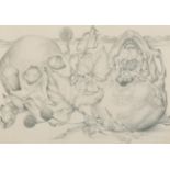 Anne (Cobham) Said (1914-1995) British. "Still Life, Fruit and Skull", Pencil, Signed and Dated '55,