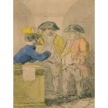 After James Sayers (1748-1823) British. "The Rise of the Stocks", Aquatint and Etching, Published by