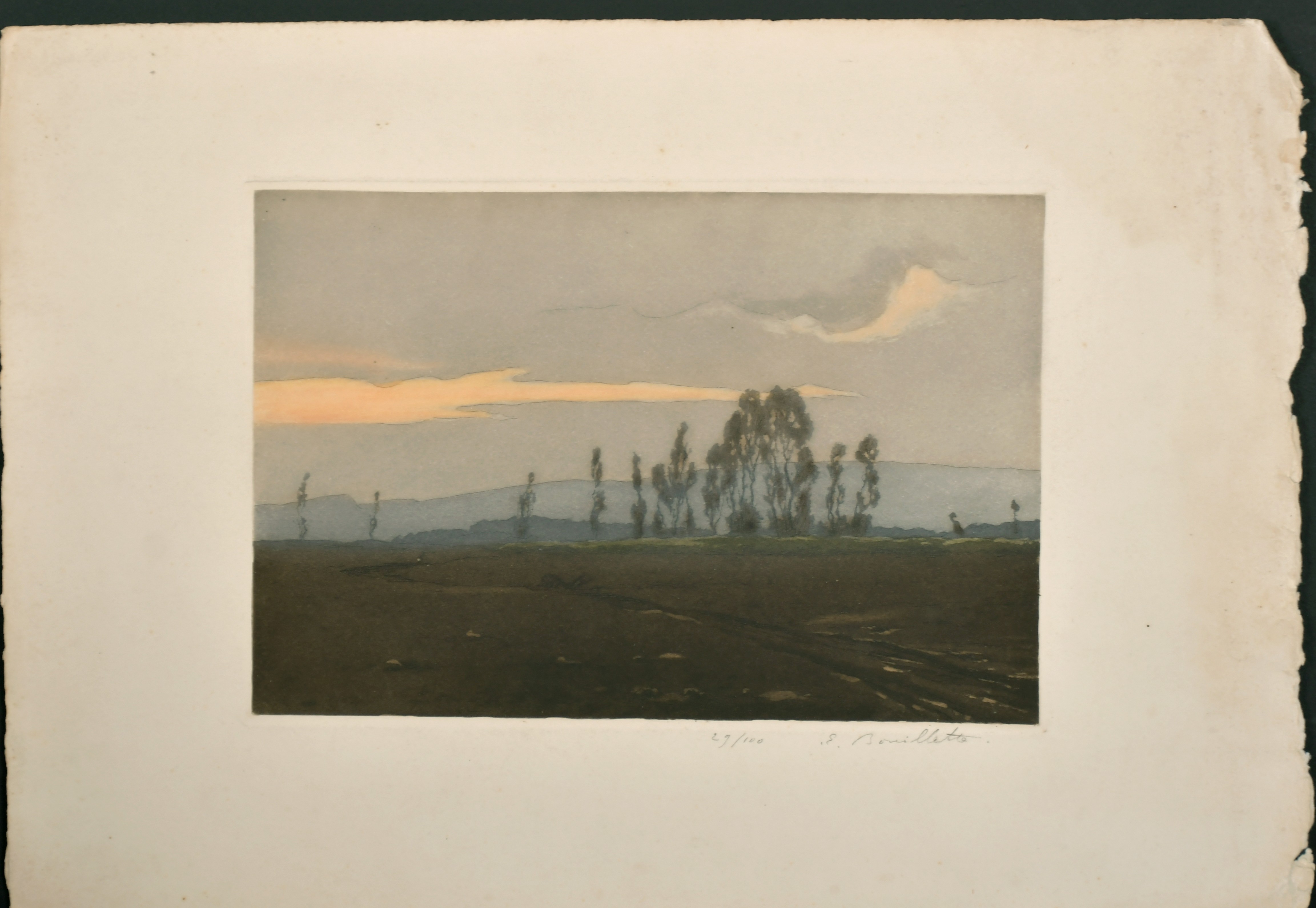 E. J. Burrow (19th ? 20th Century) British. A Desert Scene with Skeletons and Vultures, Etching, - Image 3 of 4