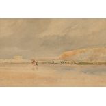 David Cox (1783-1859) British. Figures on a Beach, Watercolour, Indistinctly Signed, 10.75" x 17" (