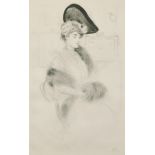 Paul Cesar Helleu (1859-1927) French. "Madame Marguerite Labady Assise tenant son Manchon", Drypoint