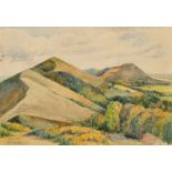 Manner of Paul Henry (1876-1958) Irish. An Irish Landscape, Watercolour, bears a Signature, 9" x 13"