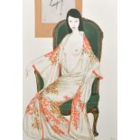 Keiichi Takasawa (1914-1984) Japanese. A Semi Naked Beauty, Gouache, Signed, and Inscribed verso,