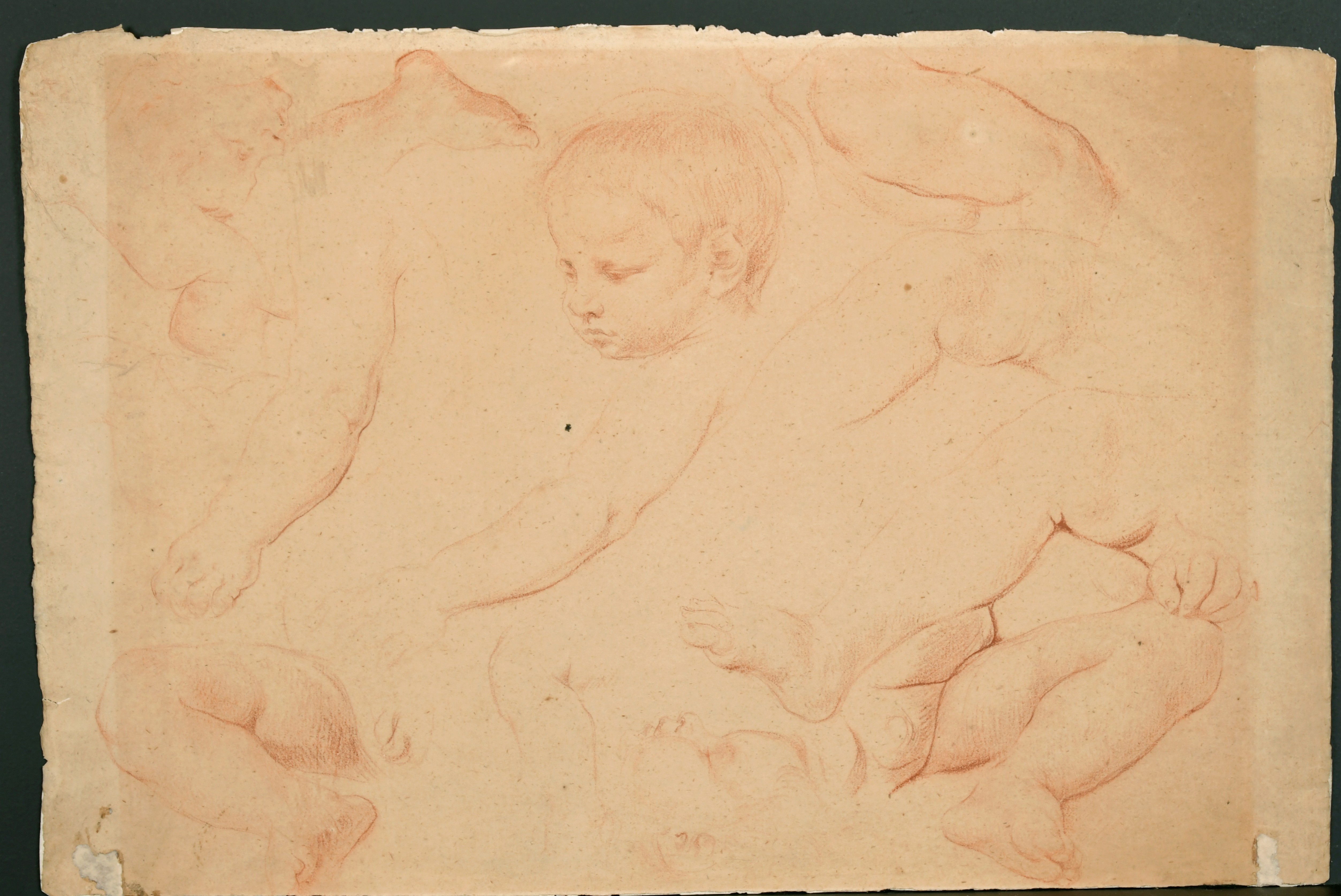 19th Century French School. Studies of Cherubs, Sanguine on Goupil & Co Watermarked Paper, - Image 2 of 3