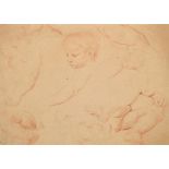 19th Century French School. Studies of Cherubs, Sanguine on Goupil & Co Watermarked Paper,