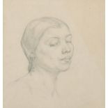 Circle of Gerald Leslie Brockhurst (1890-1978) British. Head Study of a Lady, Pencil, 10" x 9" (25.4