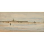 William Lionel Wyllie (1851-1931) British. "Newbiggin-by-the-Sea", Watercolour, Signed, and