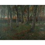 Albert Woods (1871-1944) British. "Redscar Wood", Oil on Canvas, Signed and Dated '05, and Inscribed
