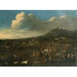 Circle of Philipp Peter Roos (c.1655-1706) German. Figures in an Encampment, Oil on Canvas, Unframed