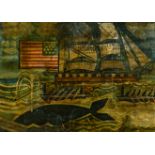 20th Century American School. A Whaling Scene, Oil on Panel, 10.5" x 13.75" (26.7 x 35cm)