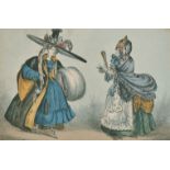 William Heath (1795-1840) British. "Ancient and Modern Ladies", Hand Coloured Etching, Published