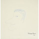 Richard Briers (Actor, 1934-2013). A Self Portrait, Crayon, Signed and Dated 1991, Unframed 9.75"