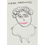 Miriam Margolyes (Actor, b.1931). A Self Portrait, Ink and Crayon, Signed, Unframed 11.75" x 8.