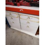 Pair of 3 drawer bed side cabinets.