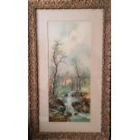 Large victorian pastel by William Hendry Chandler. Depicting River and countryside scene.