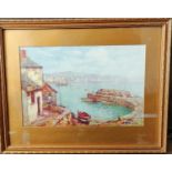 Water colour depicting Harbour scene signed.