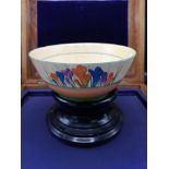 Clarice Cliff Bizarre bowl Crocus Pattern 8cm High 16.5cm Wide A/F .