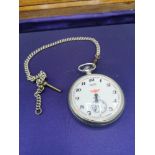 Railway mans presentation pocket watch with albert chain in working order.