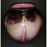 Stunning Large Scottish glass Monart vase in light / dark purple colouration s in a rare pattern.