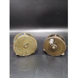 2 antique brass fly fishing reels.