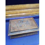 Early French Carved les Avants 3 section stamp holder box.