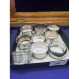 Collection of silver Hall marked napkin rings 133 grams..