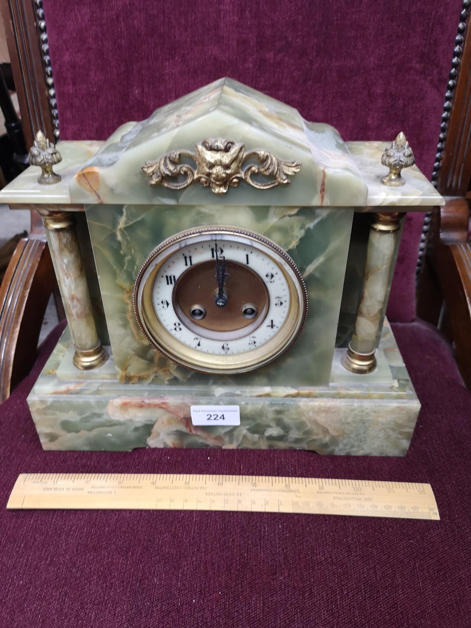Victorian Jappy Freyas heavy mantle clock with pendulum in working order - Image 2 of 5
