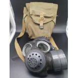 World War two gas mask with bag.
