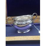 Large heavy silver Hall marked birmingham sugar bowl makers Deykin and harrison 232 grams. 7 inches