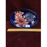 Large Stunning Moorcroft Anemone Pattern Shallow Bowl on Blue Ground Coloration 22cm