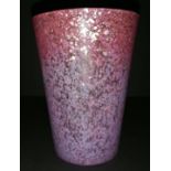 Large scottish glass Monart vase in pink colourations Silver Fleck 17.5cms Tall.