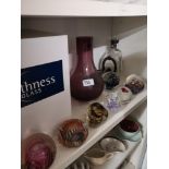 Shelf of caithness includes paperweights and limited edition caithness vase.