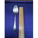 Large Danish silver Hall marked desert spoon maker Christian F Heise dated 1913.