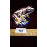 Royal Crown Derby frog paperweight with stopper.