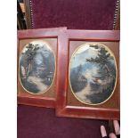 Pair of Oriental painting s in Oriental framing.