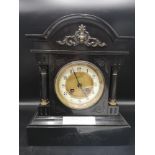 Victorian corinthian column s slate mantle clock with brass and enamel clock face with