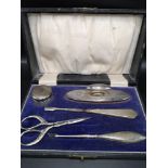 Silver Hall marked birmingham manicure set in fitted case makers B and Co.