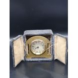 Vintage brass carriage clock in fitted box.