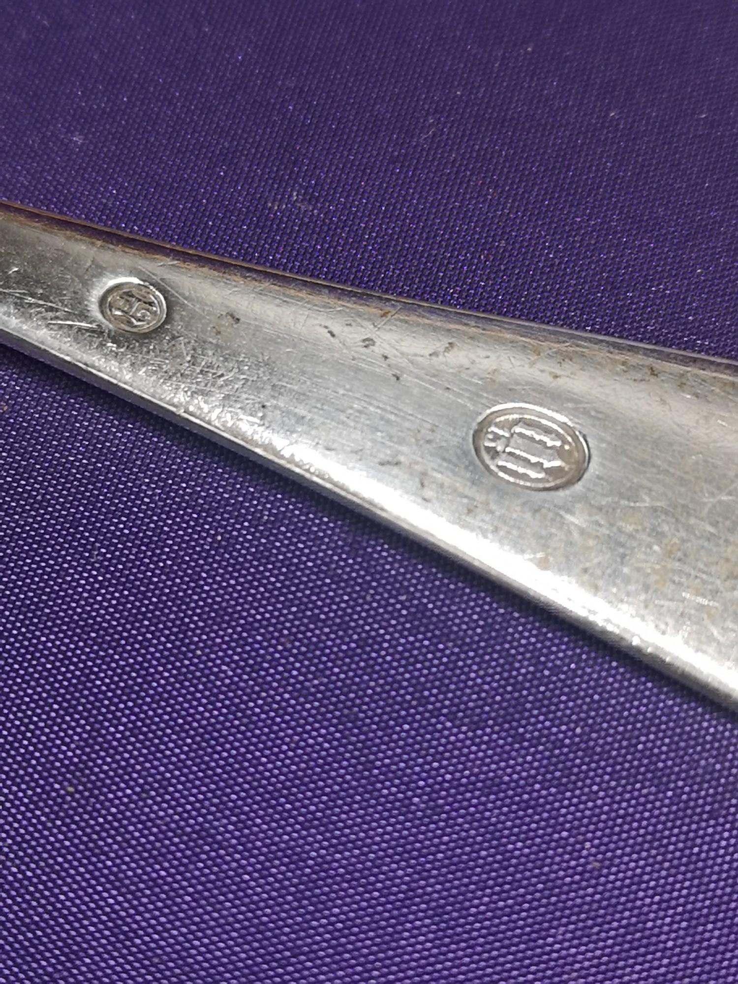 Large Danish silver Hall marked desert spoon maker Christian F Heise dated 1913. - Image 2 of 2