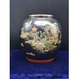 Carlton ware Black pagoda scene vase.