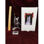 Large Swarovski Crystal Masquerade Pierrot Harlequin Figure 22cms Rare Signed Piece Box And Plaque